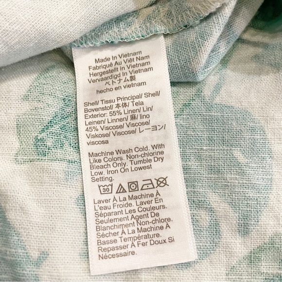 🛍️3/$25 J Crew Top Tropical Leaf Linen Blend Small Spring Summer Vacation Hawaii - Picture 7 of 9